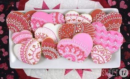 Valentine’s Heart Lace Sugar Cookies